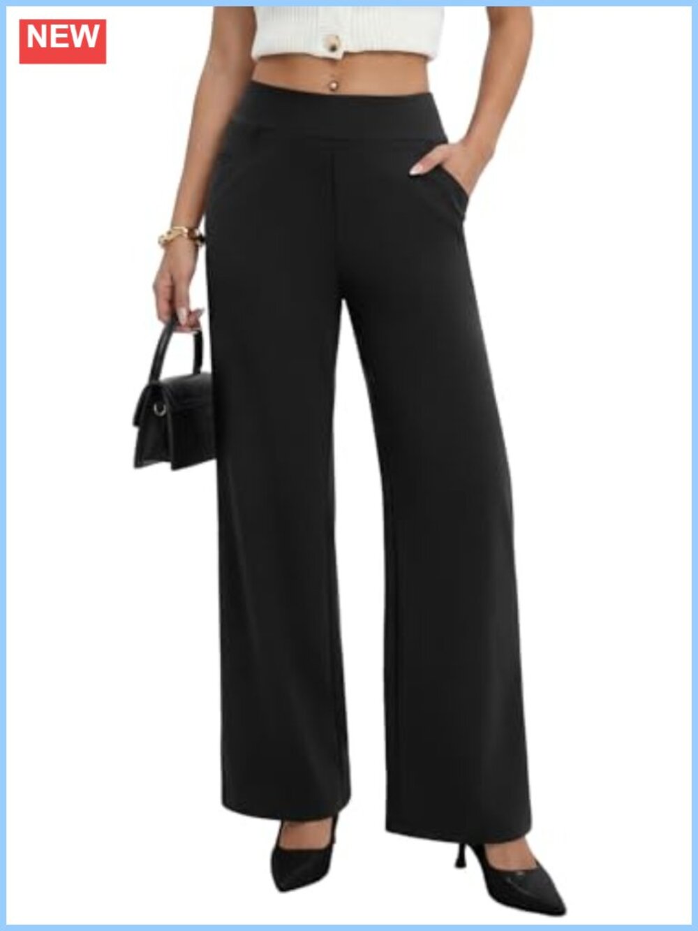 Women's Stretchy Wide Leg Work Pants Business Casual Office Slacks 82%